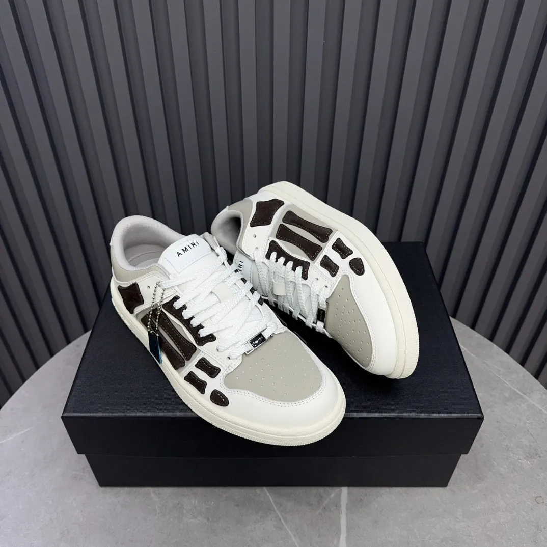 Men's men's shoes 💰600 AMIRI high street sneakers with bone sports shoes, toe layer cowhide upper, upper side bones, hand-stitched, good three-dimensional effect, customized metal LOGO, size 38-45 46